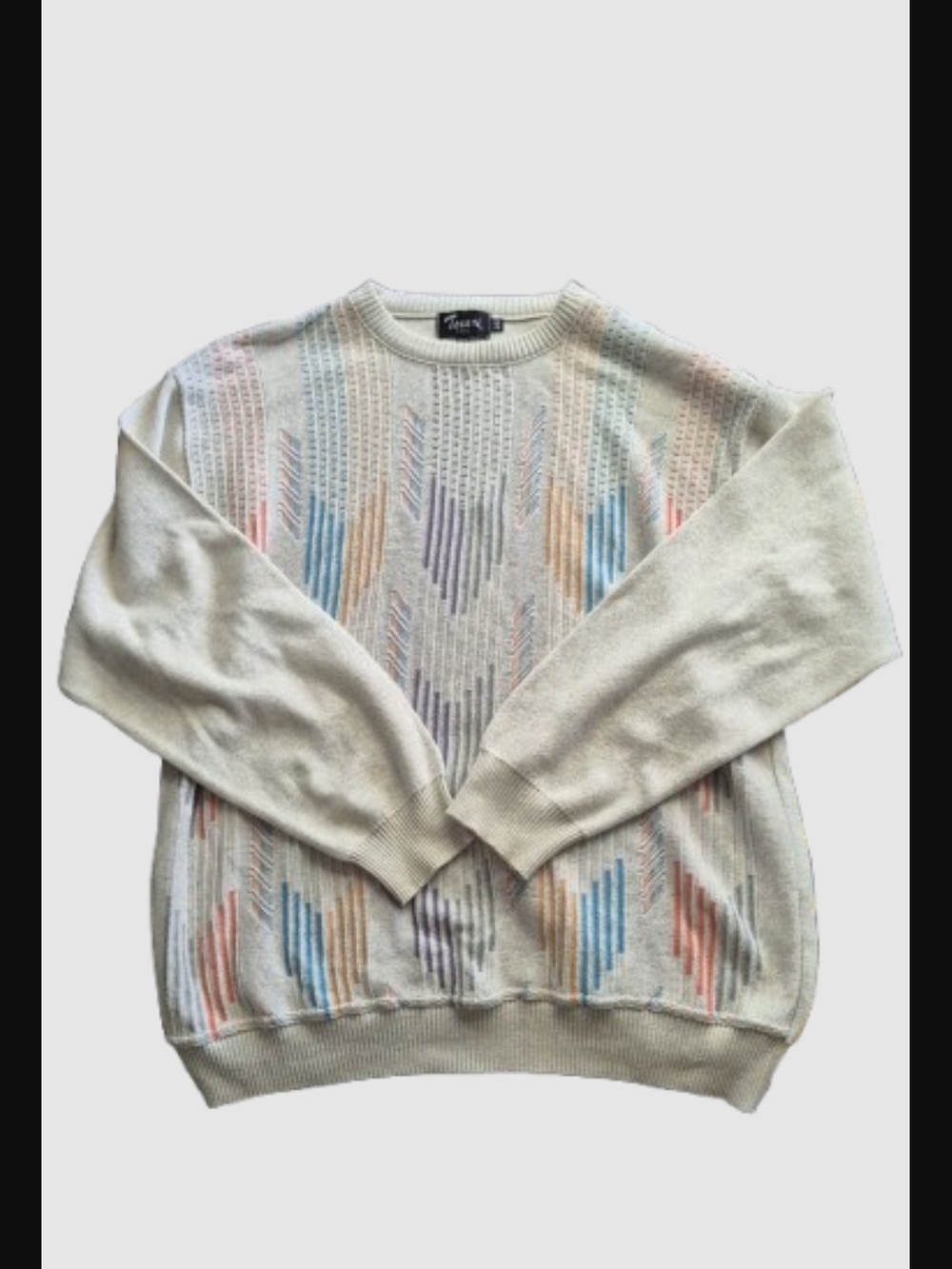 Vintage Tosani Canada Coogi Style 3D Knit Sweater Men's Large Multicolor Cosby